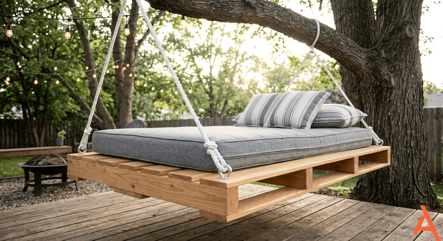 Skid pallet bed swing